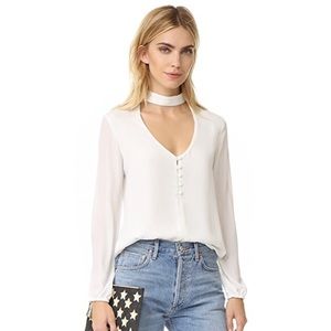 Wayf sweet symphony choker neck long sleeve blouse